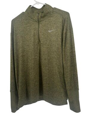 Nike Running Dri Fit 1/4 Zip Pullover Men’s L Green Premium Stretch Reflective